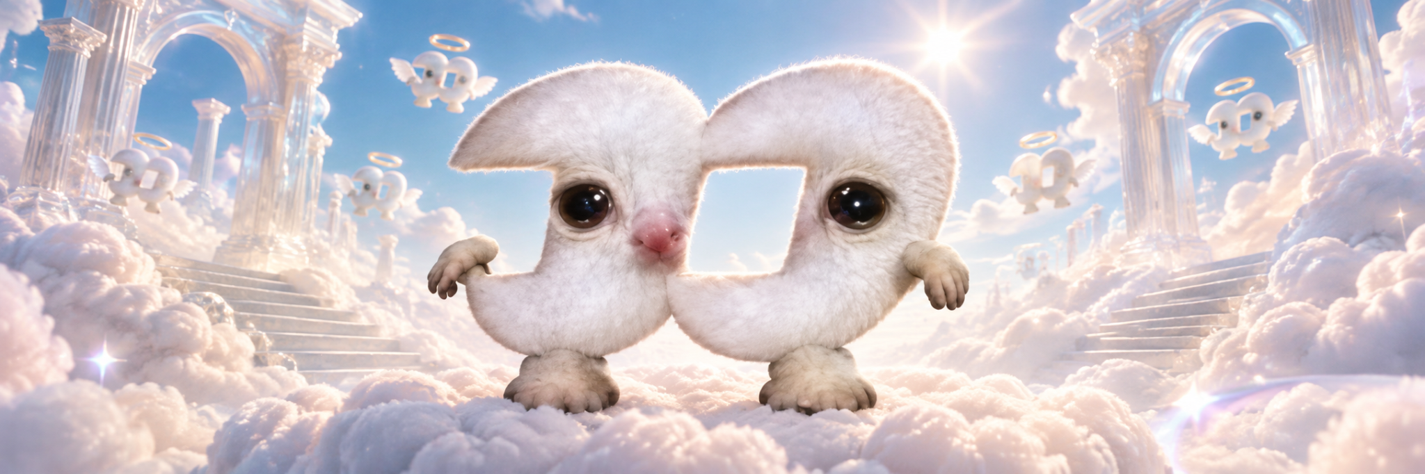 miniFOMO standing in a celestial cloud realm